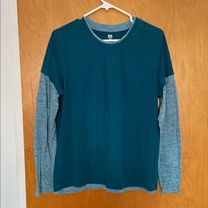 Teal and Gray Long Sleeve Shirt Active Top